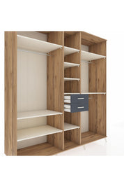 Kronos Dolap 10 Raflı 2 Çekmeceli 3 Askılı 220x59x243 Çam-Aytaşı/Antrasit