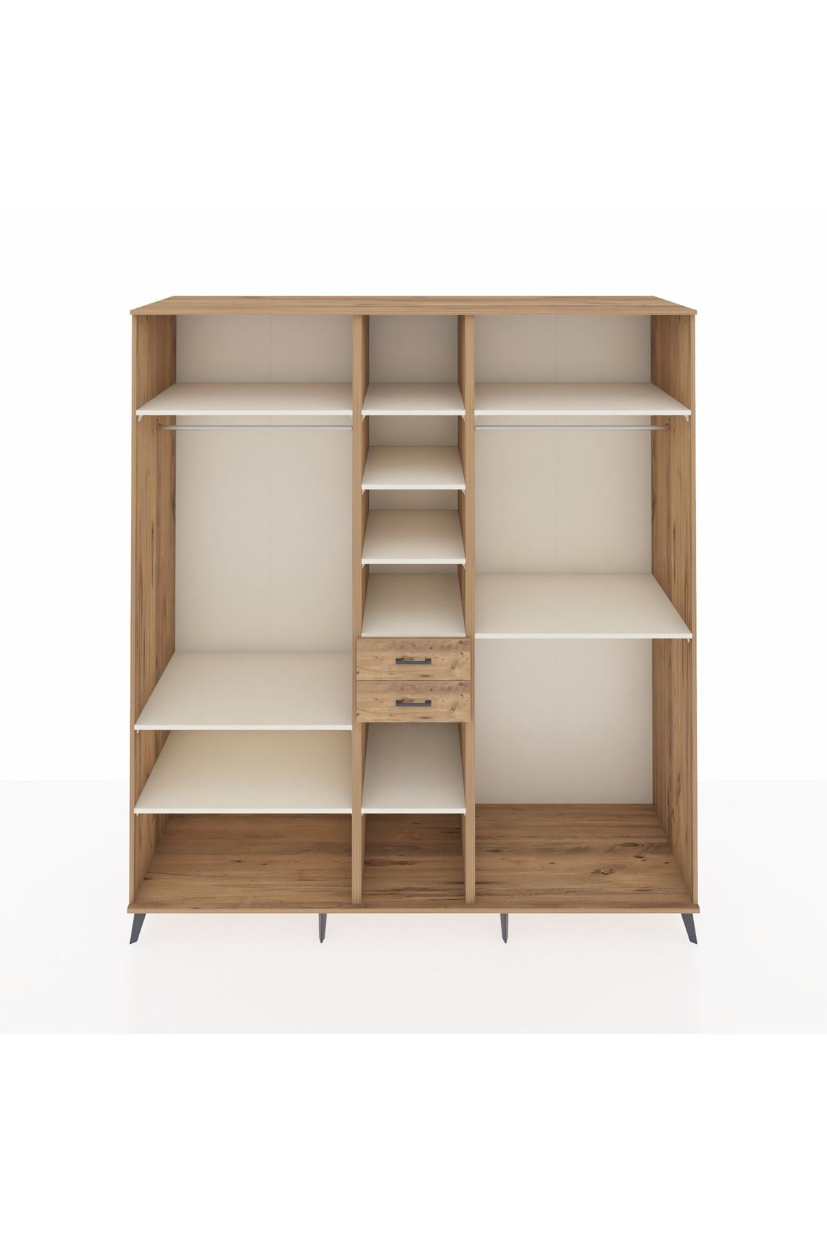 Kronos Dolap 10 Raflı 2 Çekmeceli 3 Askılı 220x59x243 Çam-Aytaşı/Çam