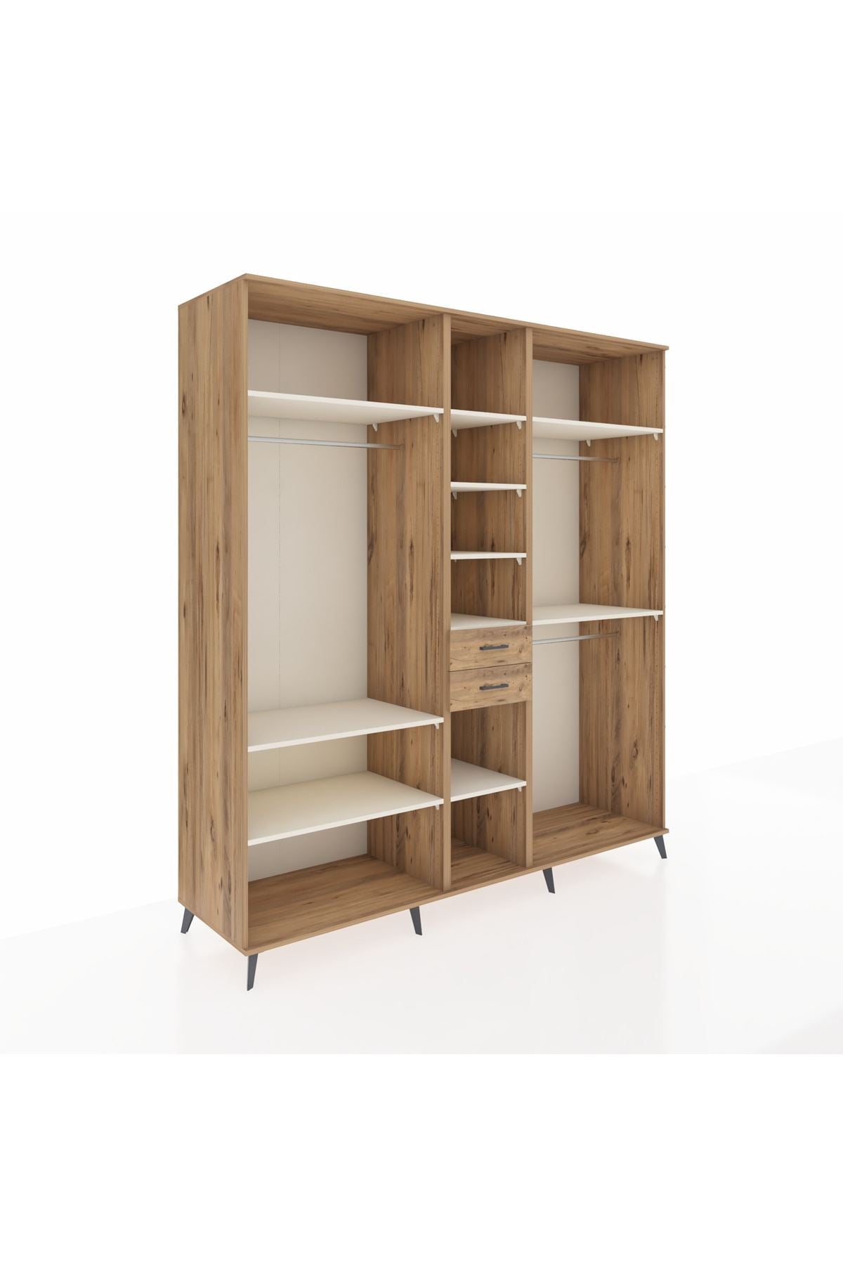 Kronos Dolap 10 Raflı 2 Çekmeceli 3 Askılı 220x59x243 Çam-Aytaşı/Çam