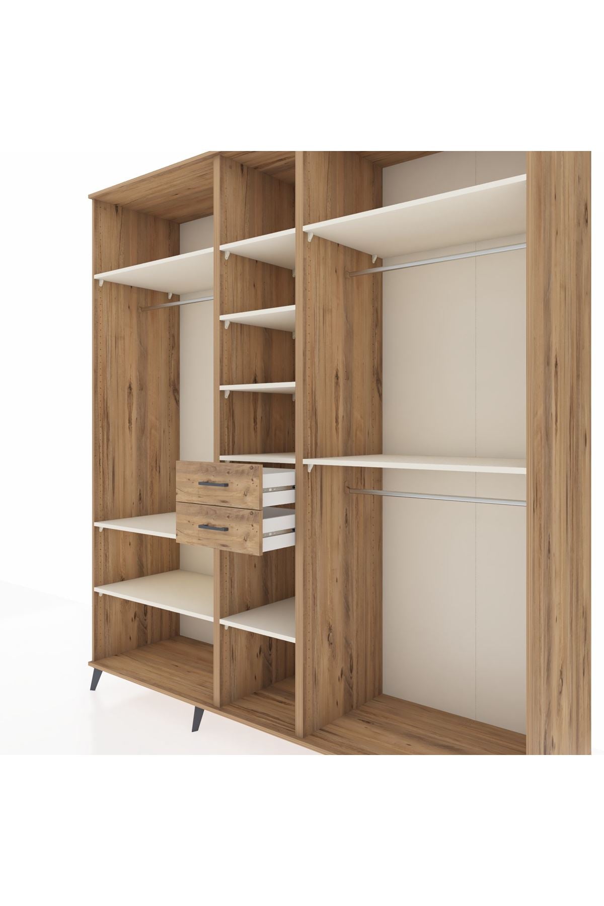 Kronos Dolap 10 Raflı 2 Çekmeceli 3 Askılı 220x59x243 Çam-Aytaşı/Çam