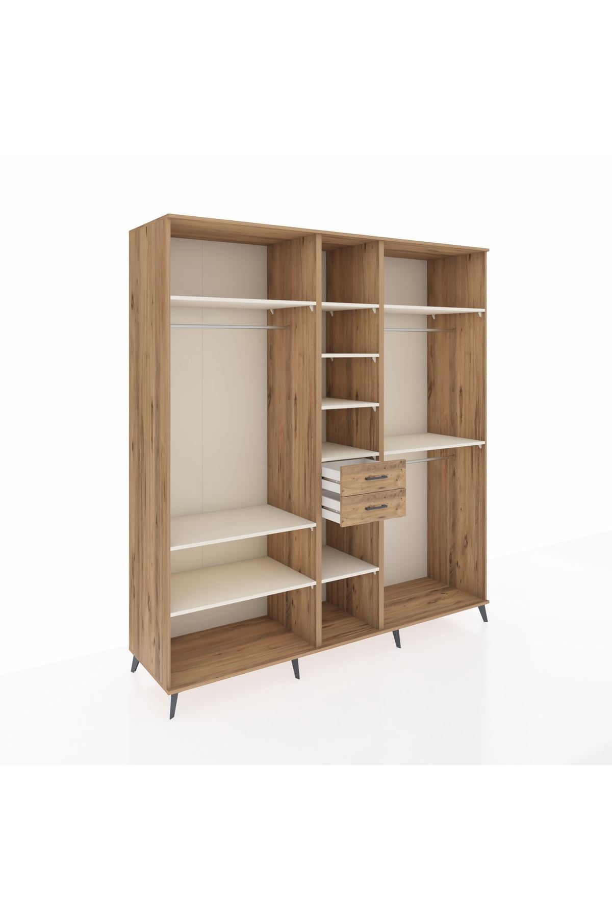 Kronos Dolap 10 Raflı 2 Çekmeceli 3 Askılı 220x59x243 Çam-Aytaşı/Çam