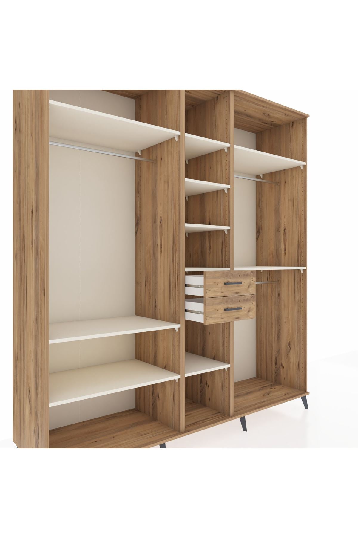 Kronos Dolap 10 Raflı 2 Çekmeceli 3 Askılı 220x59x243 Çam-Aytaşı/Çam