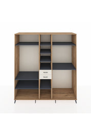 Kronos Dolap 10 Raflı 2 Çekmeceli 3 Askılı 220x59x243 Çam-Antrasit/Aytaşı