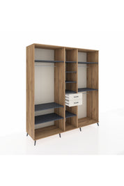 Kronos Dolap 10 Raflı 2 Çekmeceli 3 Askılı 220x59x243 Çam-Antrasit/Aytaşı