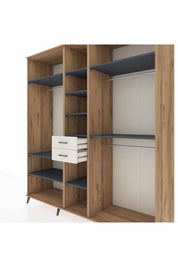 Kronos Dolap 10 Raflı 2 Çekmeceli 3 Askılı 220x59x243 Çam-Antrasit/Aytaşı