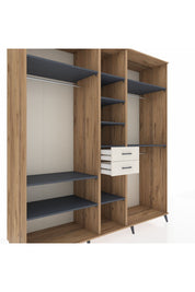 Kronos Dolap 10 Raflı 2 Çekmeceli 3 Askılı 220x59x243 Çam-Antrasit/Aytaşı