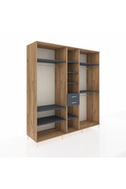 Kronos Dolap 10 Raflı 2 Çekmeceli 3 Askılı 220x59x243 Çam-Antrasit/Antrasit