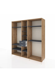 Kronos Dolap 10 Raflı 2 Çekmeceli 3 Askılı 220x59x243 Çam-Antrasit/Antrasit