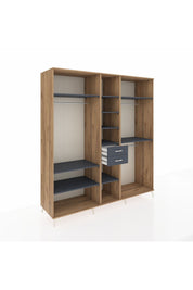 Kronos Dolap 10 Raflı 2 Çekmeceli 3 Askılı 220x59x243 Çam-Antrasit/Antrasit