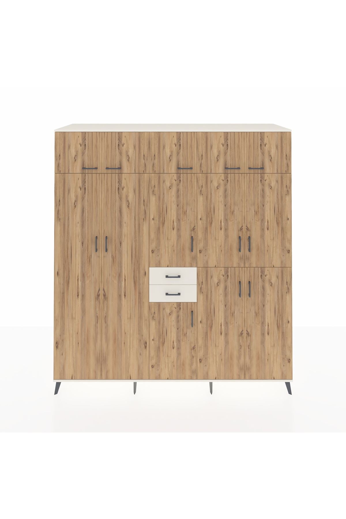 Kronos Dolap 10 Raflı 2 Çekmeceli 3 Askılı 220x59x243 Aytaşı-Çam/Aytaşı