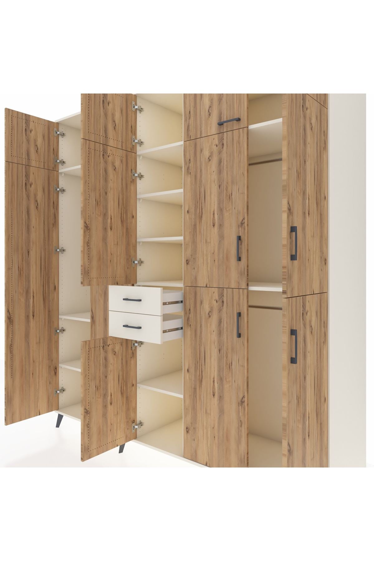 Kronos Dolap 10 Raflı 2 Çekmeceli 3 Askılı 220x59x243 Aytaşı-Çam/Aytaşı