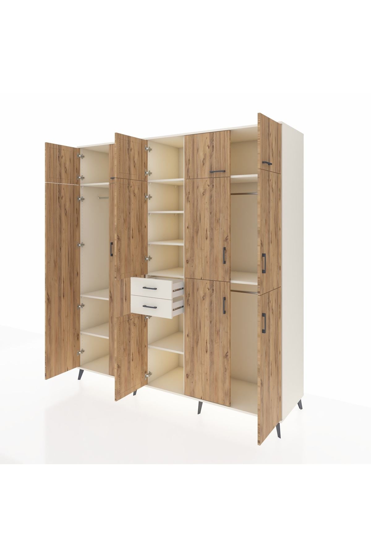 Kronos Dolap 10 Raflı 2 Çekmeceli 3 Askılı 220x59x243 Aytaşı-Çam/Aytaşı