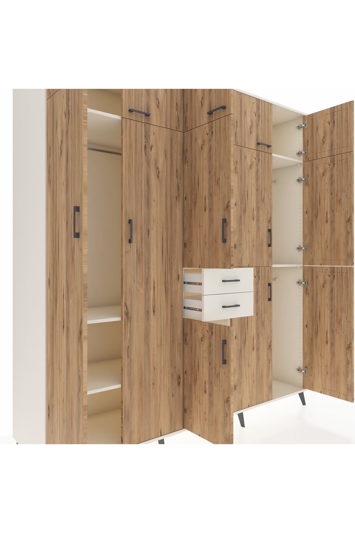 Kronos Dolap 10 Raflı 2 Çekmeceli 3 Askılı 220x59x243 Aytaşı-Çam/Aytaşı