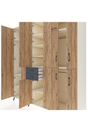 Kronos Dolap 10 Raflı 2 Çekmeceli 3 Askılı 220x59x243 Aytaşı-Çam/Antrasit