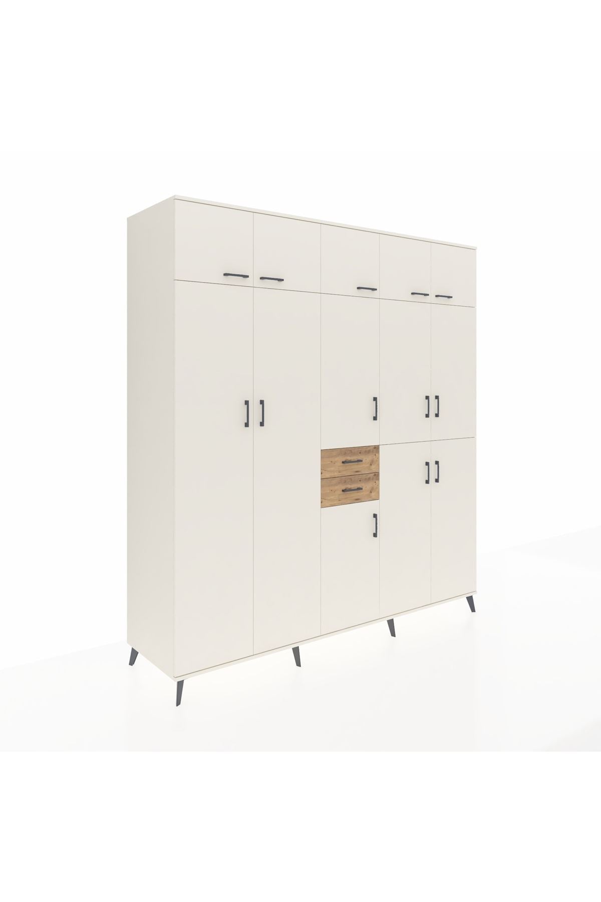 Kronos Dolap 10 Raflı 2 Çekmeceli 3 Askılı 220x59x243 Aytaşı-Aytaşı/Çam