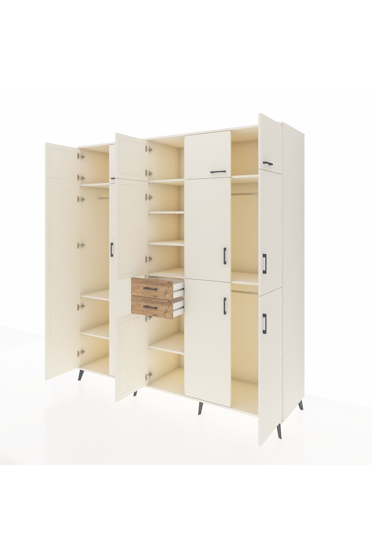 Kronos Dolap 10 Raflı 2 Çekmeceli 3 Askılı 220x59x243 Aytaşı-Aytaşı/Çam