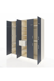 Kronos Dolap 10 Raflı 2 Çekmeceli 3 Askılı 220x59x243 Aytaşı-Antrasit/Aytaşı