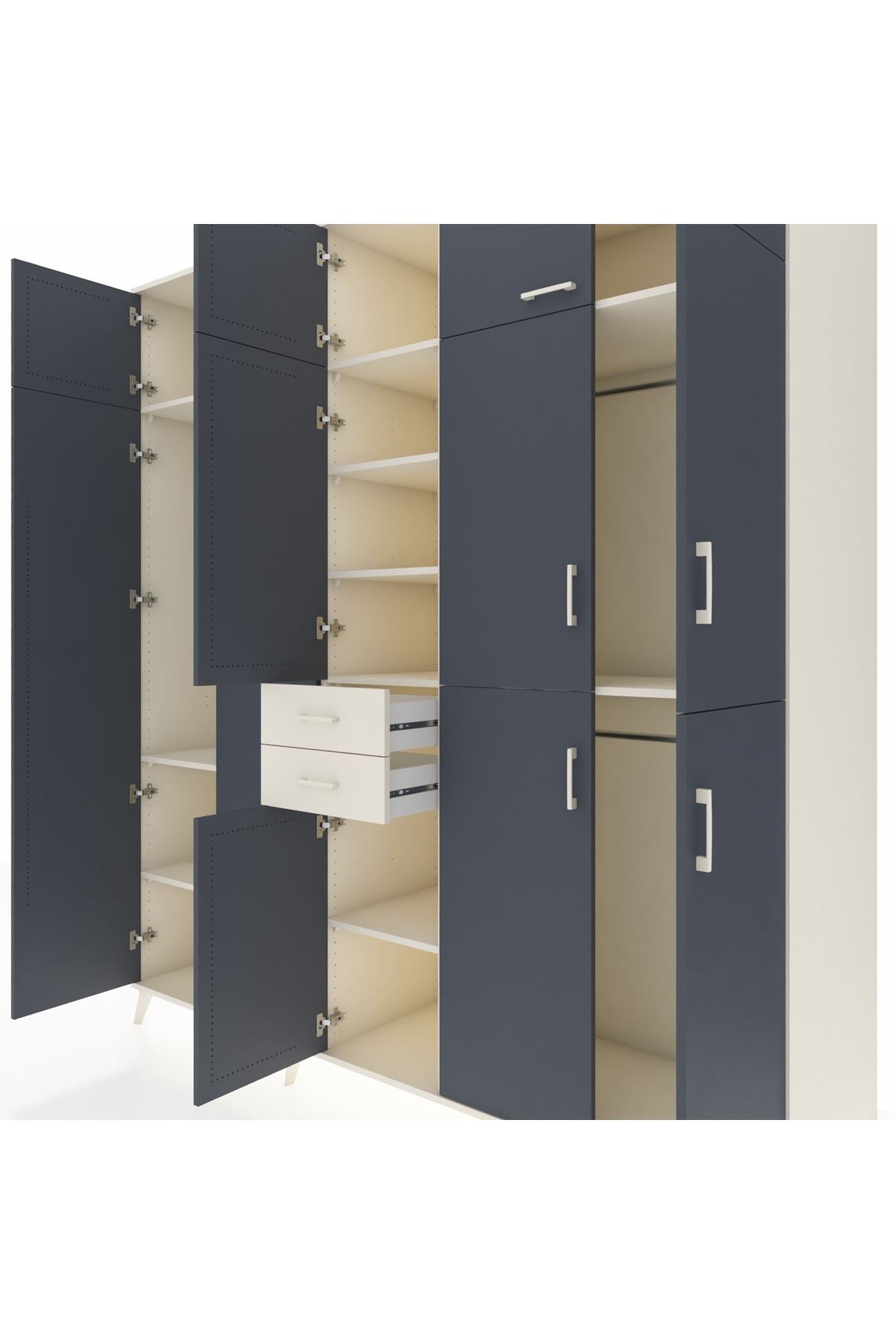 Kronos Dolap 10 Raflı 2 Çekmeceli 3 Askılı 220x59x243 Aytaşı-Antrasit/Aytaşı