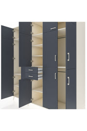 Kronos Dolap 10 Raflı 2 Çekmeceli 3 Askılı 220x59x243 Aytaşı-Antrasit/Antrasit