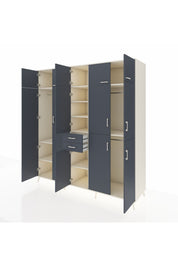 Kronos Dolap 10 Raflı 2 Çekmeceli 3 Askılı 220x59x243 Aytaşı-Antrasit/Antrasit