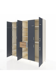 Kronos Dolap 10 Raflı 2 Çekmeceli 3 Askılı 220x59x243 Aytaşı-Antrasit/Çam