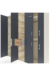 Kronos Dolap 10 Raflı 2 Çekmeceli 3 Askılı 220x59x243 Aytaşı-Antrasit/Çam