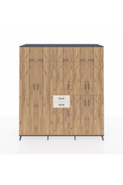 Kronos Dolap 10 Raflı 2 Çekmeceli 3 Askılı 220x59x243 Antrasit-Çam/Aytaşı