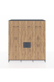 Kronos Dolap 10 Raflı 2 Çekmeceli 3 Askılı 220x59x243 Antrasit-Çam/Antrasit