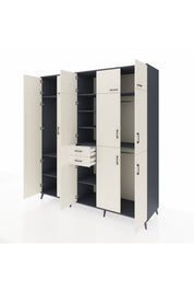 Kronos Dolap 10 Raflı 2 Çekmeceli 3 Askılı 220x59x243 Antrasit-Aytaşı/Aytaşı