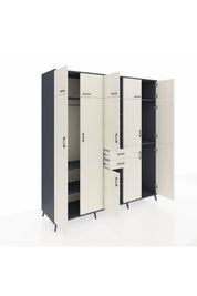 Kronos Dolap 10 Raflı 2 Çekmeceli 3 Askılı 220x59x243 Antrasit-Aytaşı/Aytaşı