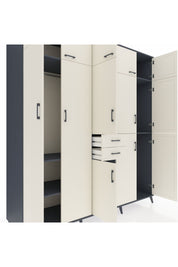 Kronos Dolap 10 Raflı 2 Çekmeceli 3 Askılı 220x59x243 Antrasit-Aytaşı/Aytaşı