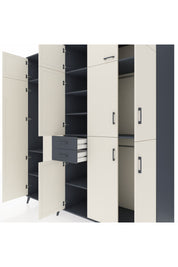 Kronos Dolap 10 Raflı 2 Çekmeceli 3 Askılı 220x59x243 Antrasit-Aytaşı/Antrasit