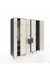 Kronos Dolap 10 Raflı 2 Çekmeceli 3 Askılı 220x59x243 Antrasit-Aytaşı/Antrasit