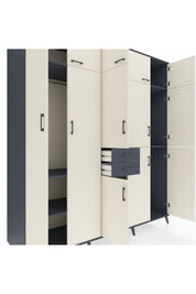 Kronos Dolap 10 Raflı 2 Çekmeceli 3 Askılı 220x59x243 Antrasit-Aytaşı/Antrasit