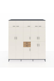 Kronos Dolap 10 Raflı 2 Çekmeceli 3 Askılı 220x59x243 Antrasit-Aytaşı/Çam