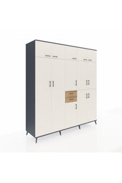 Kronos Dolap 10 Raflı 2 Çekmeceli 3 Askılı 220x59x243 Antrasit-Aytaşı/Çam