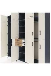 Kronos Dolap 10 Raflı 2 Çekmeceli 3 Askılı 220x59x243 Antrasit-Aytaşı/Çam