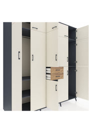 Kronos Dolap 10 Raflı 2 Çekmeceli 3 Askılı 220x59x243 Antrasit-Aytaşı/Çam