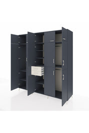 Kronos Dolap 10 Raflı 2 Çekmeceli 3 Askılı 220x59x243 Antrasit-Antrasit/Aytaşı