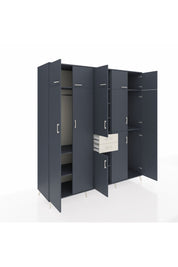 Kronos Dolap 10 Raflı 2 Çekmeceli 3 Askılı 220x59x243 Antrasit-Antrasit/Aytaşı