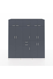 Kronos Dolap 10 Raflı 2 Çekmeceli 3 Askılı 220x59x243 Antrasit-Antrasit/Antrasit