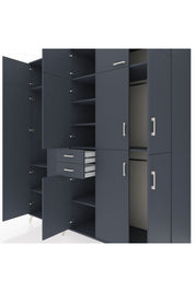 Kronos Dolap 10 Raflı 2 Çekmeceli 3 Askılı 220x59x243 Antrasit-Antrasit/Antrasit