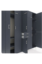 Kronos Dolap 10 Raflı 2 Çekmeceli 3 Askılı 220x59x243 Antrasit-Antrasit/Antrasit