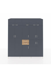 Kronos Dolap 10 Raflı 2 Çekmeceli 3 Askılı 220x59x243 Antrasit-Antrasit/Çam