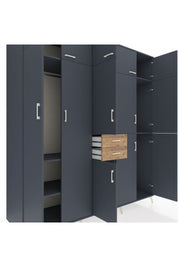 Kronos Dolap 10 Raflı 2 Çekmeceli 3 Askılı 220x59x243 Antrasit-Antrasit/Çam