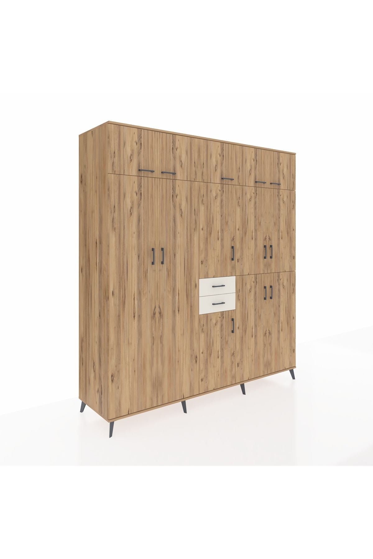 Kronos Dolap 10 Raflı 2 Çekmeceli 3 Askılı 220x59x243 Çam-Çam/Aytaşı