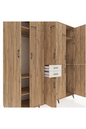 Kronos Dolap 10 Raflı 2 Çekmeceli 3 Askılı 220x59x243 Çam-Çam/Aytaşı