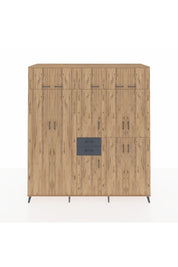 Kronos Dolap 10 Raflı 2 Çekmeceli 3 Askılı 220x59x243 Çam-Çam/Antrasit