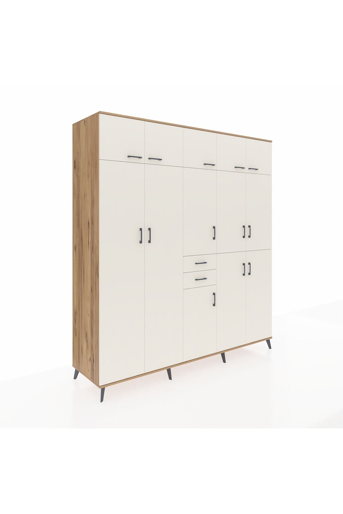 Kronos Dolap 10 Raflı 2 Çekmeceli 3 Askılı 220x59x243 Çam-Aytaşı/Aytaşı