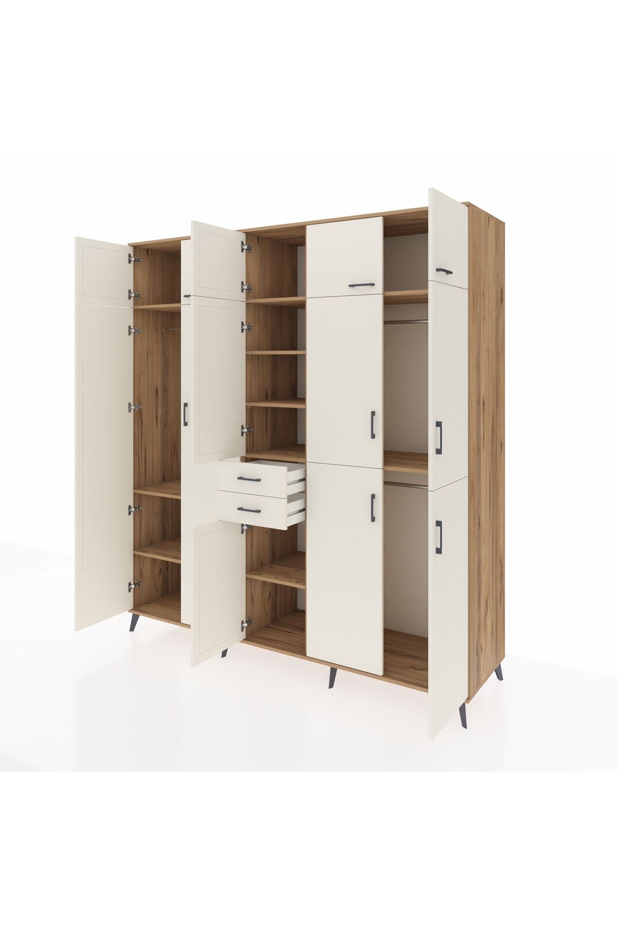 Kronos Dolap 10 Raflı 2 Çekmeceli 3 Askılı 220x59x243 Çam-Aytaşı/Aytaşı